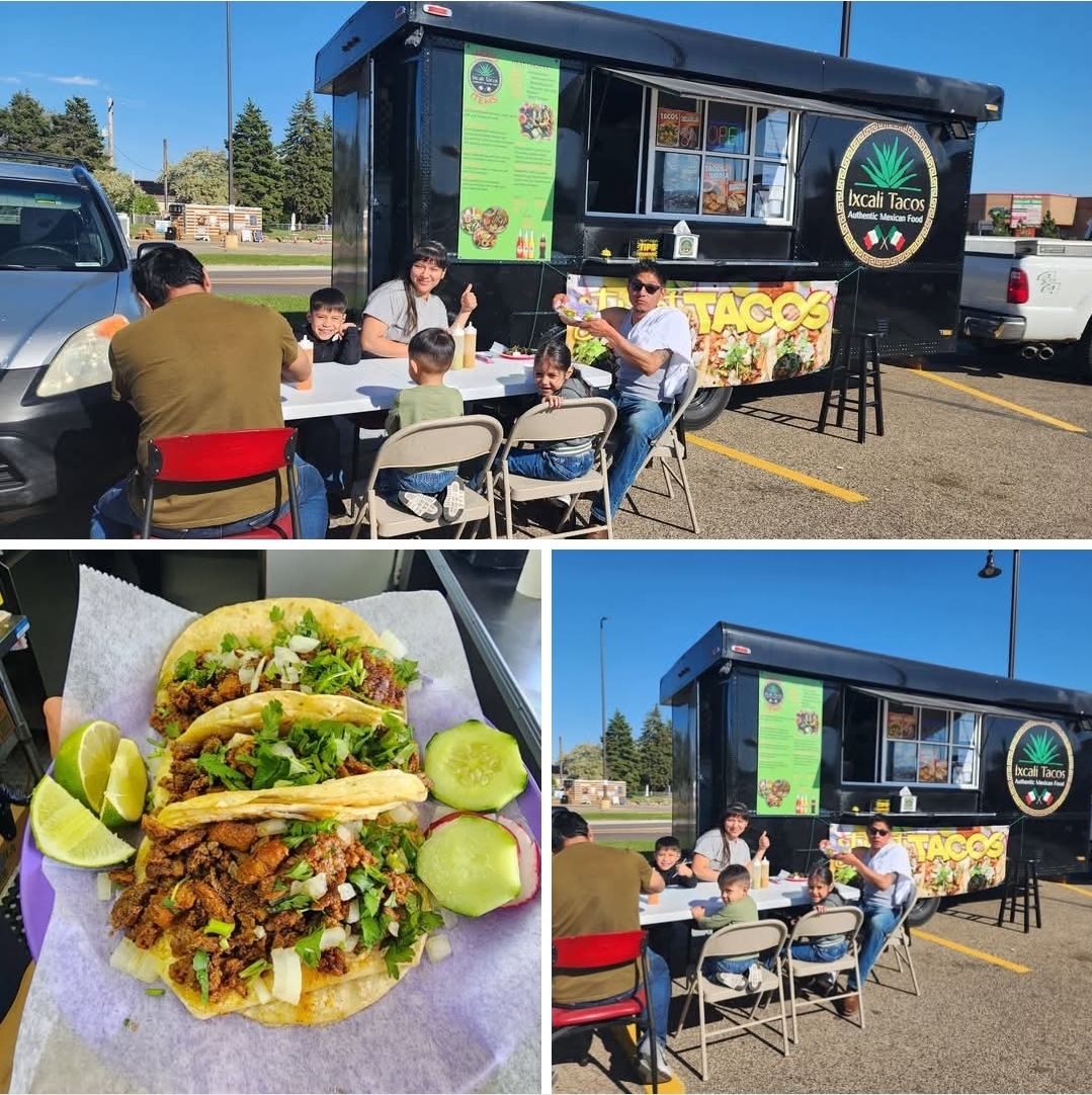 Our food truck and happy customers